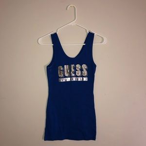 royal blue guess diamonte tank top